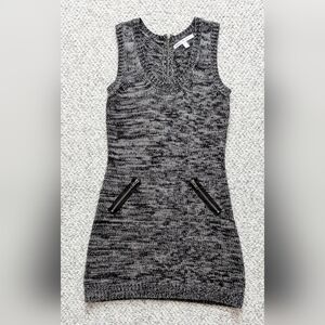 Women's (Size M) Black & Grey Knit Sleeveless Bodycon Mini Dress/Long Sweater